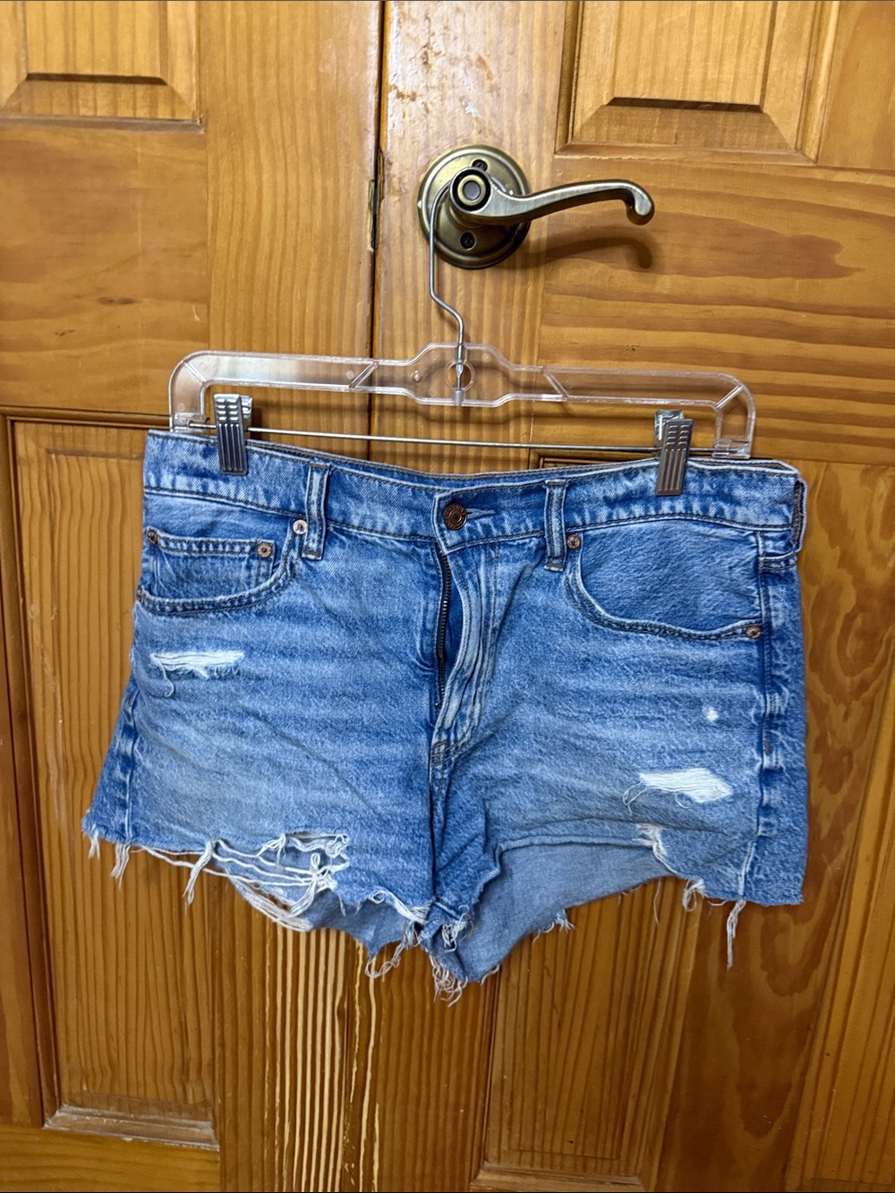 American Eagle Outfitters Light Blue Distressed Denim Shorts